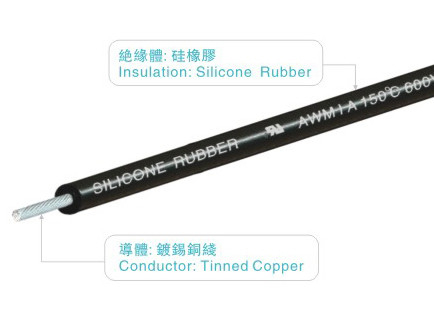 UL3137 uav εγχώριων συσκευών καλωδίων 600v 150C 24AWG FT2 σιλικόνης λαστιχένιος μαύρος φωτισμός