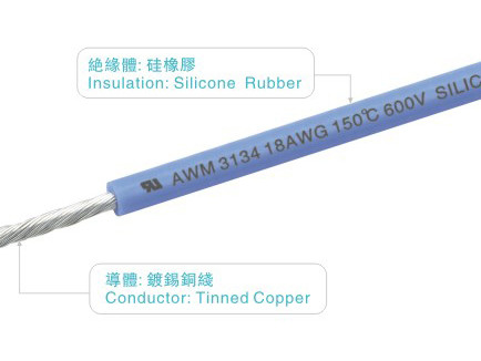 UL3134 Uav καλωδίων 600v 150C 18AWG FT2 καλωδίων σιλικόνης λαστιχένιος μαύρος φωτισμός